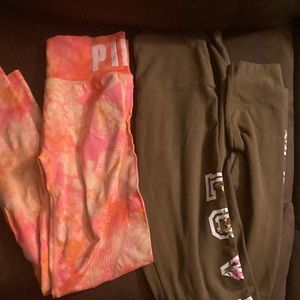 VS Pink Cotton & Seamless Leggings 2pair
